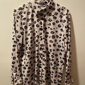 *3 for $20* Hi-low cheetah print buttondown blouse